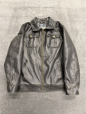 Whispering Smith Black Faux Leather Jacket Size M